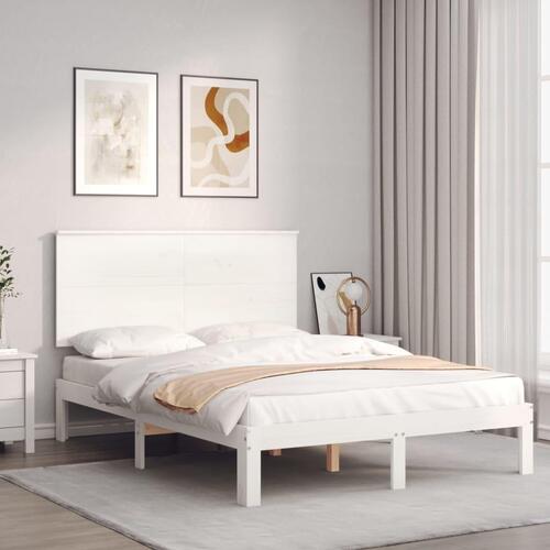 Sengeramme uden madras 140x200 cm massivt fyrretræ hvid