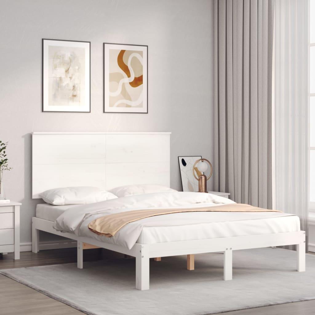 Sengeramme uden madras 140x200 cm massivt fyrretræ hvid