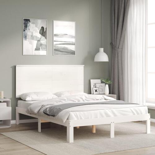 Sengeramme uden madras 140x200 cm massivt fyrretræ hvid