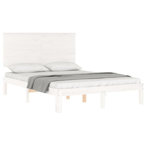 Sengeramme uden madras 140x200 cm massivt fyrretræ hvid
