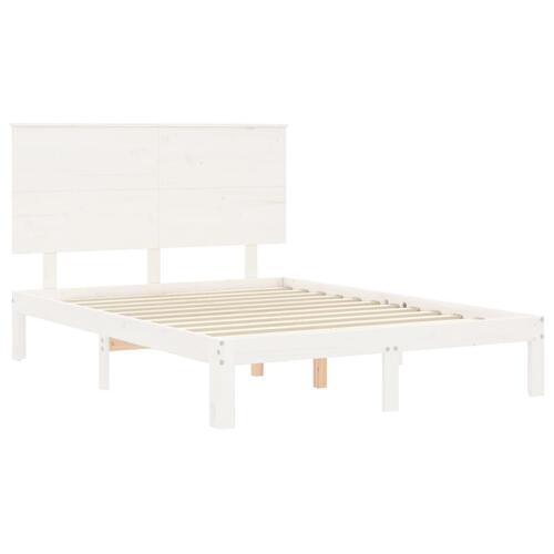 Sengeramme uden madras 140x200 cm massivt fyrretræ hvid