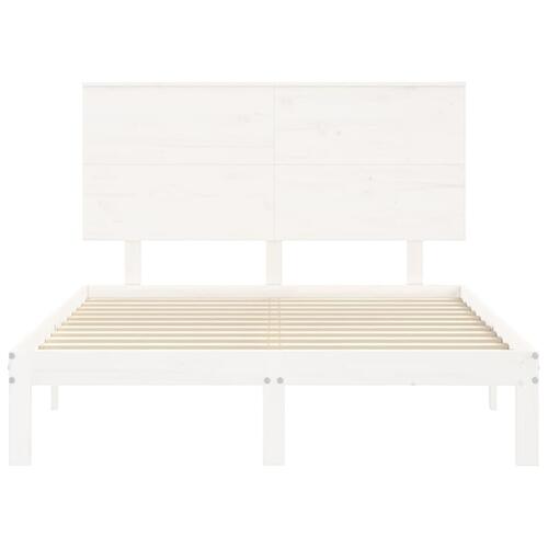 Sengeramme uden madras 140x200 cm massivt fyrretræ hvid