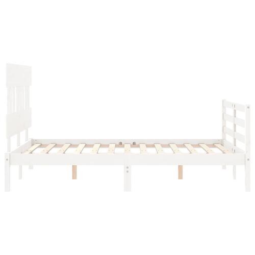 Sengeramme med sengegavl Small Double massivt træ hvid