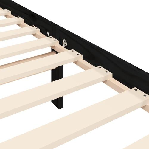 Sengeramme med sengegavl 200x200 cm massivt træ sort