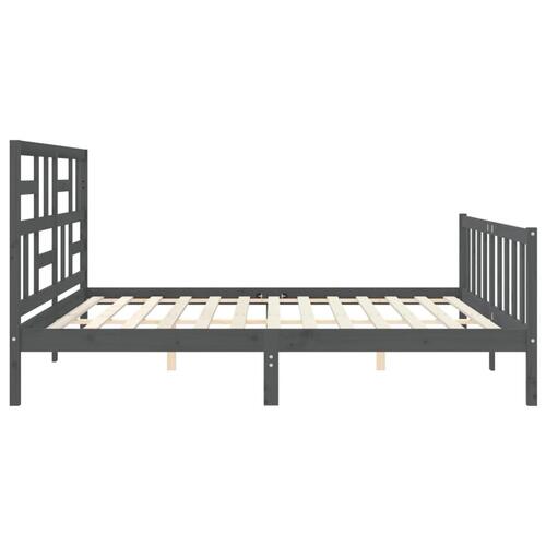 Sengeramme med sengegavl 200x200 cm massivt træ grå