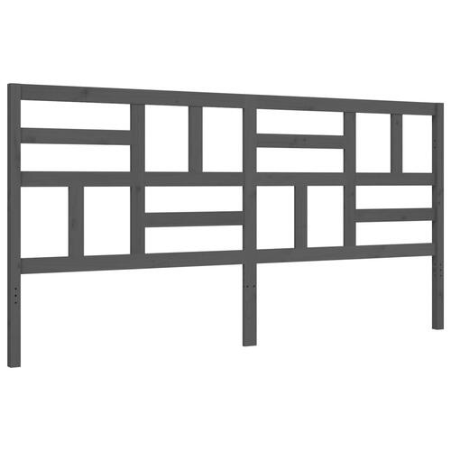 Sengeramme med sengegavl 200x200 cm massivt træ grå