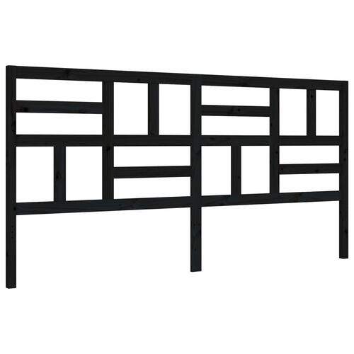 Sengeramme med sengegavl 200x200 cm massivt træ sort