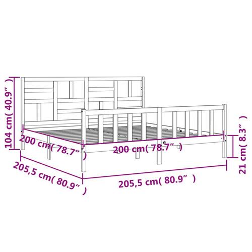 Sengeramme med sengegavl 200x200 cm massivt træ sort