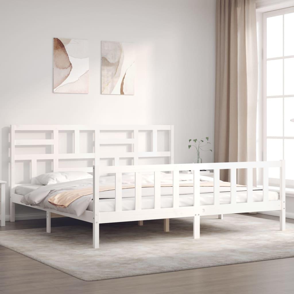 Sengeramme uden madras 200x200 cm massivt fyrretræ hvid