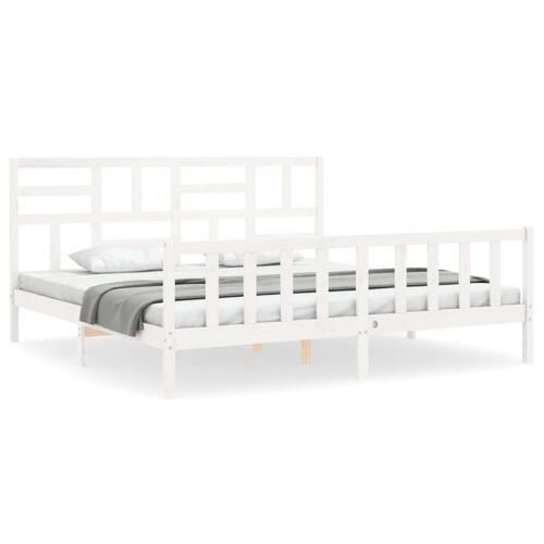Sengeramme uden madras 200x200 cm massivt fyrretræ hvid