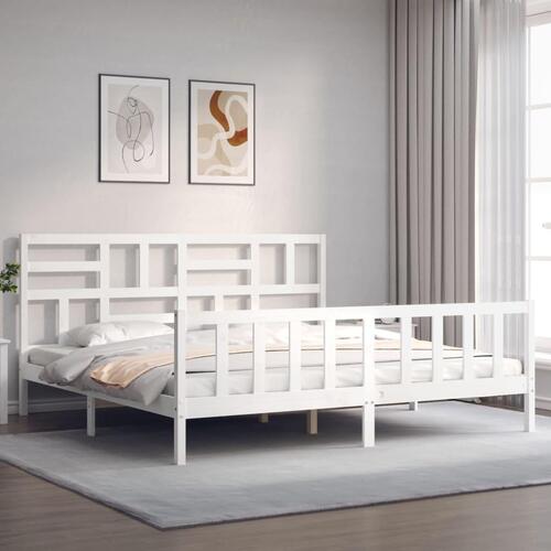 Sengeramme uden madras 200x200 cm massivt fyrretræ hvid