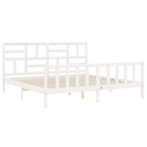 Sengeramme uden madras 200x200 cm massivt fyrretræ hvid