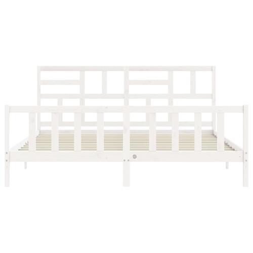 Sengeramme uden madras 200x200 cm massivt fyrretræ hvid