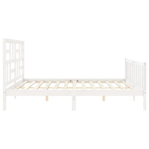 Sengeramme uden madras 200x200 cm massivt fyrretræ hvid