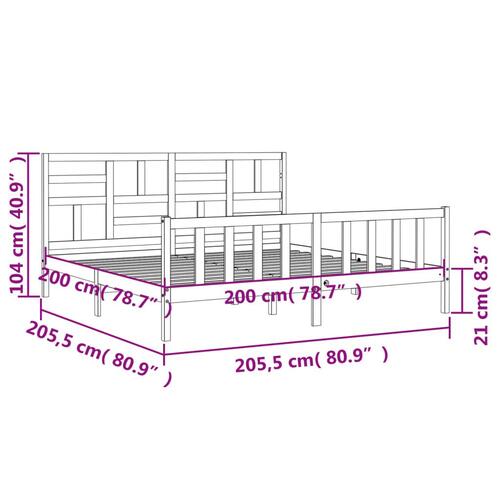 Sengeramme uden madras 200x200 cm massivt fyrretræ hvid