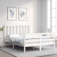 Sengeramme uden madras 140x190 cm massivt fyrretræ hvid