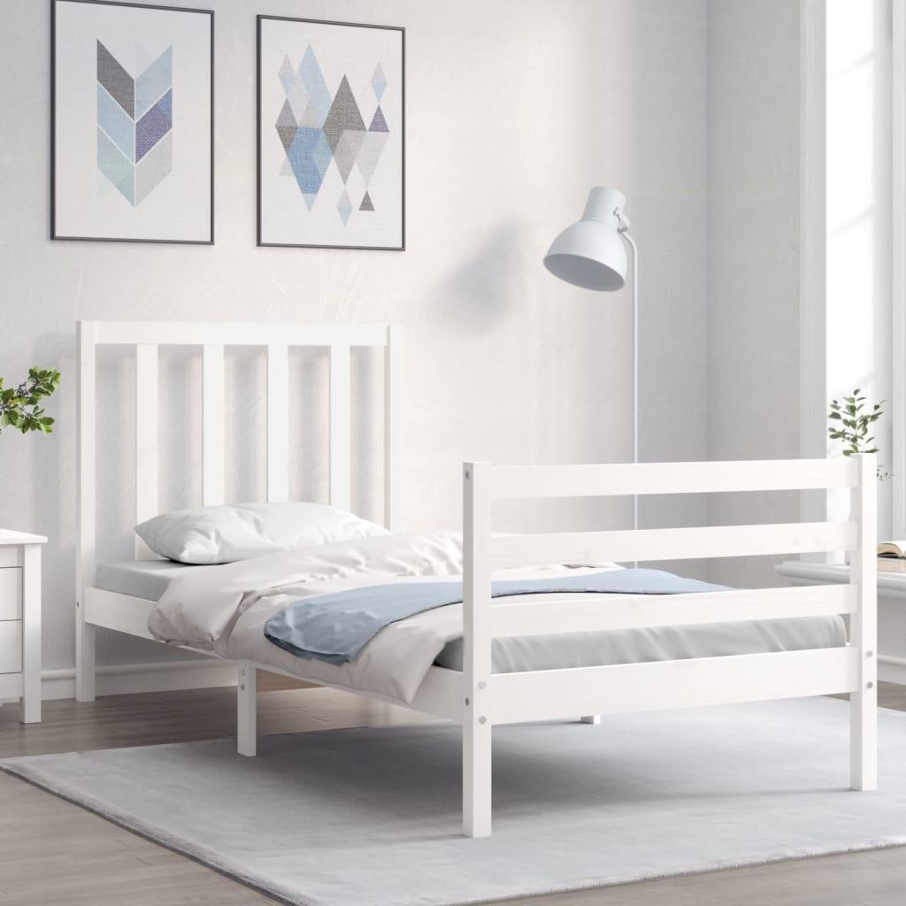 Sengeramme uden madras 90x200 cm massivt fyrretræ hvid