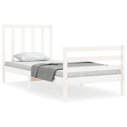 Sengeramme uden madras 90x200 cm massivt fyrretræ hvid