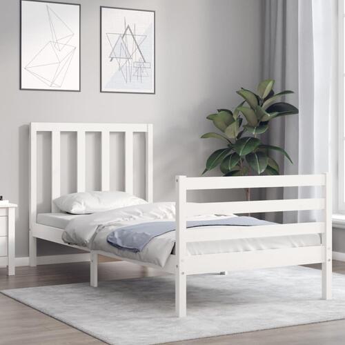 Sengeramme uden madras 90x200 cm massivt fyrretræ hvid