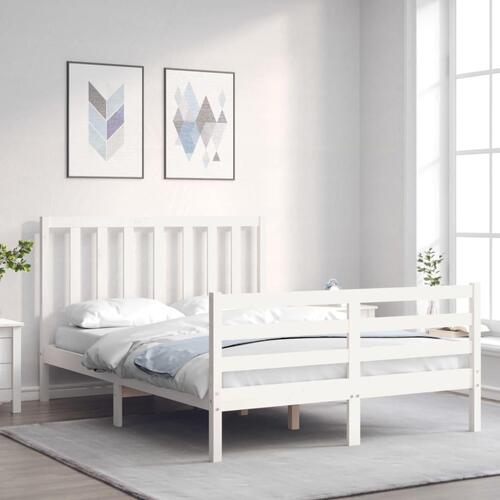 Sengeramme uden madras 120x200 cm massivt fyrretræ hvid