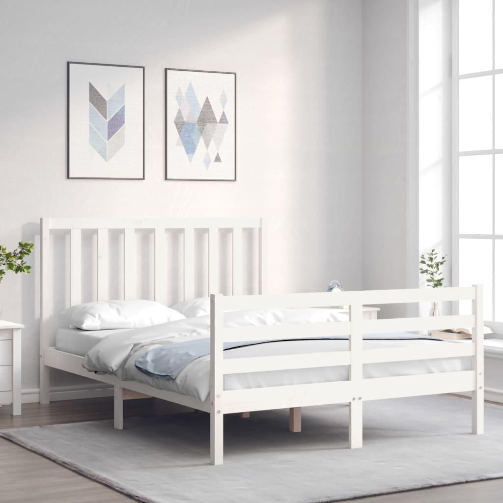 Sengeramme uden madras 120x200 cm massivt fyrretræ hvid