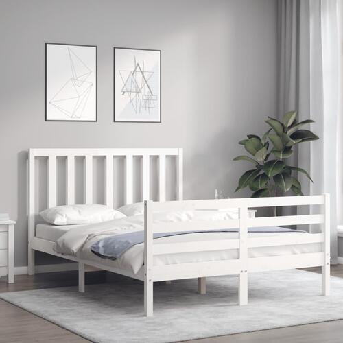 Sengeramme uden madras 140x200 cm massivt fyrretræ hvid