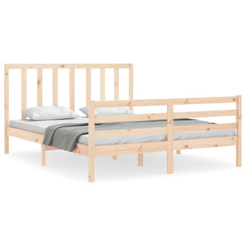 Sengeramme med sengegavl kingsize massivt træ