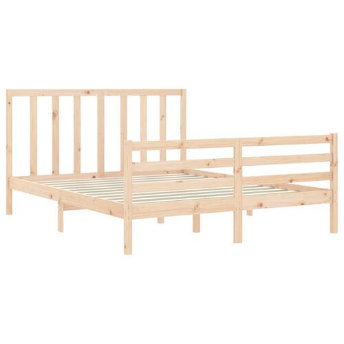 Sengeramme med sengegavl kingsize massivt træ