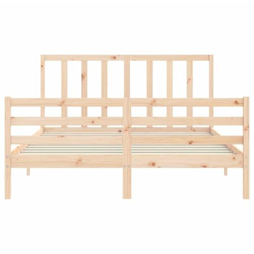 Sengeramme med sengegavl kingsize massivt træ