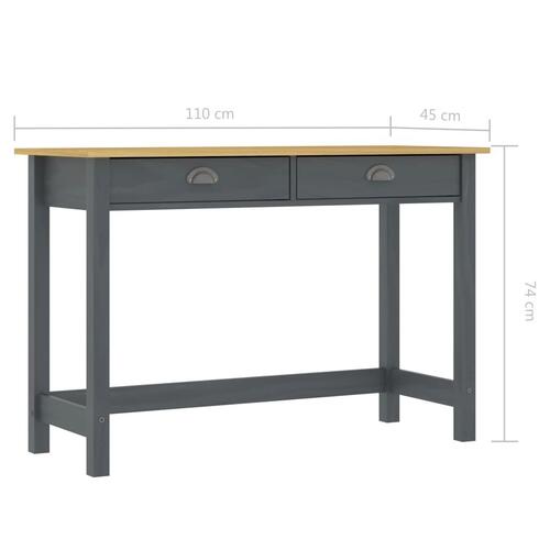 Konsolbord Hill med 2 skuffer 110x45x74 cm massivt fyrretræ grå