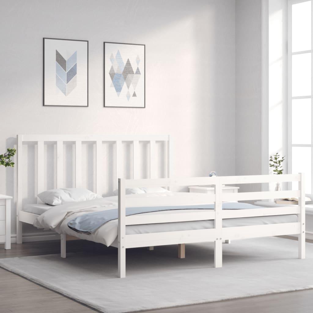 Sengeramme uden madras 160x200 cm massivt fyrretræ hvid