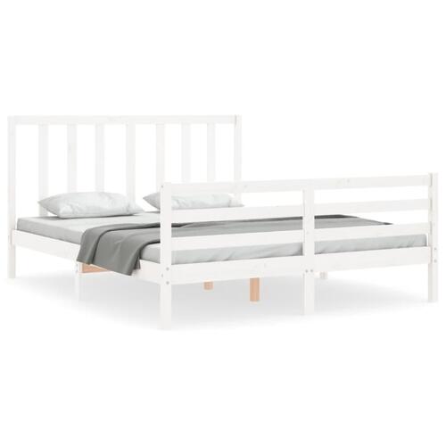 Sengeramme uden madras 160x200 cm massivt fyrretræ hvid