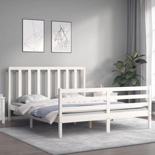Sengeramme uden madras 160x200 cm massivt fyrretræ hvid