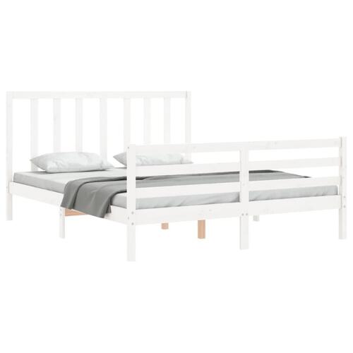 Sengeramme uden madras 160x200 cm massivt fyrretræ hvid