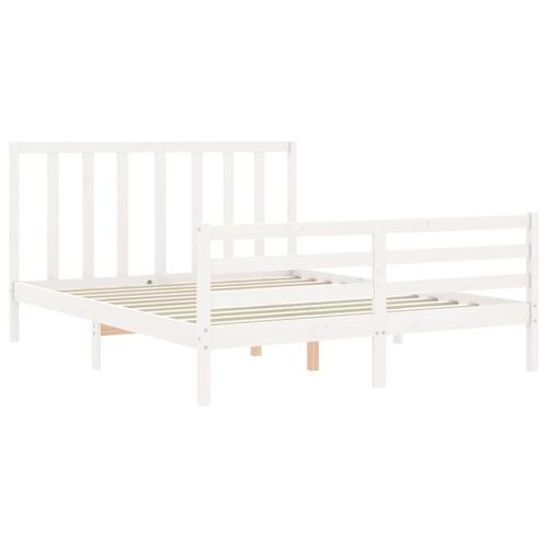 Sengeramme uden madras 160x200 cm massivt fyrretræ hvid