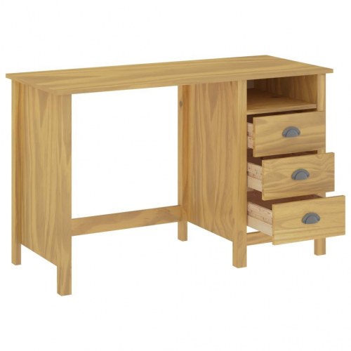 Skrivebord Hill i massivt fyr - 120 × 50 × 74 cm med 3 skuffer