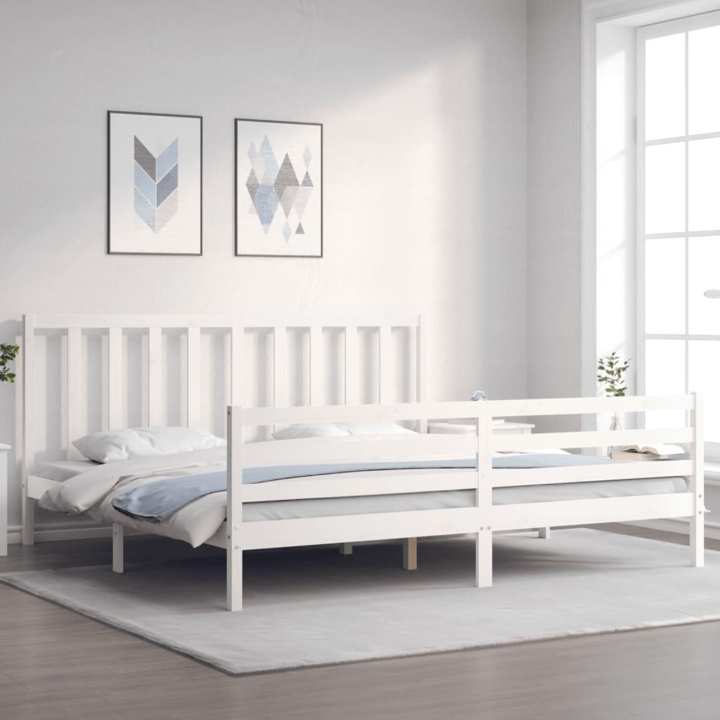 Sengeramme uden madras 200x200 cm massivt fyrretræ hvid