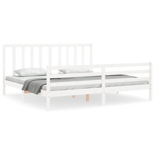 Sengeramme uden madras 200x200 cm massivt fyrretræ hvid