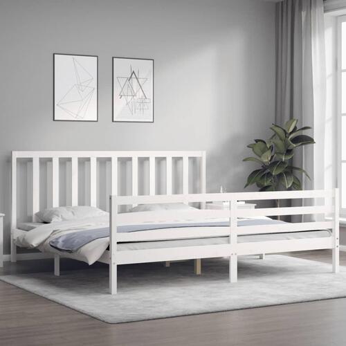 Sengeramme uden madras 200x200 cm massivt fyrretræ hvid