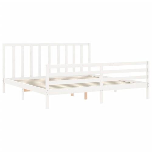 Sengeramme uden madras 200x200 cm massivt fyrretræ hvid