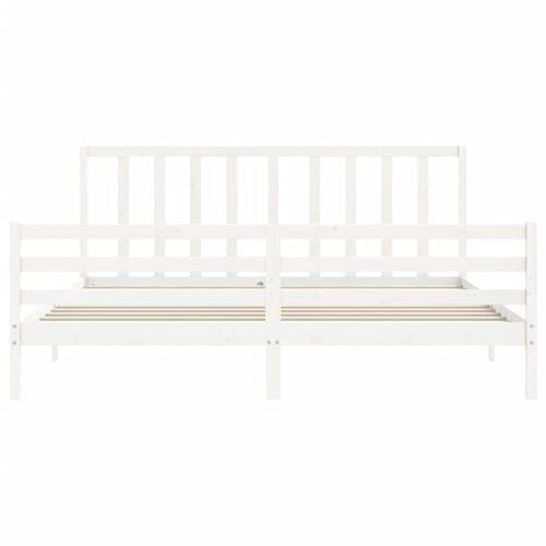 Sengeramme uden madras 200x200 cm massivt fyrretræ hvid