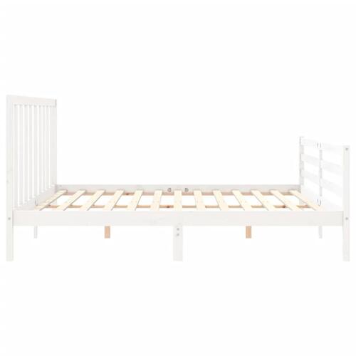 Sengeramme uden madras 200x200 cm massivt fyrretræ hvid