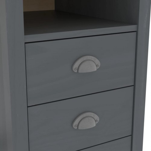 Skrivebord Hill med 3 skuffer - massivt fyrretræ, grå 120×50×74 cm