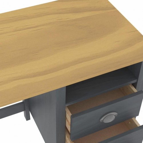 Skrivebord Hill med 3 skuffer - massivt fyrretræ, grå 120×50×74 cm