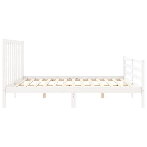 Sengeramme med sengegavl Super King Size massivt træ hvid