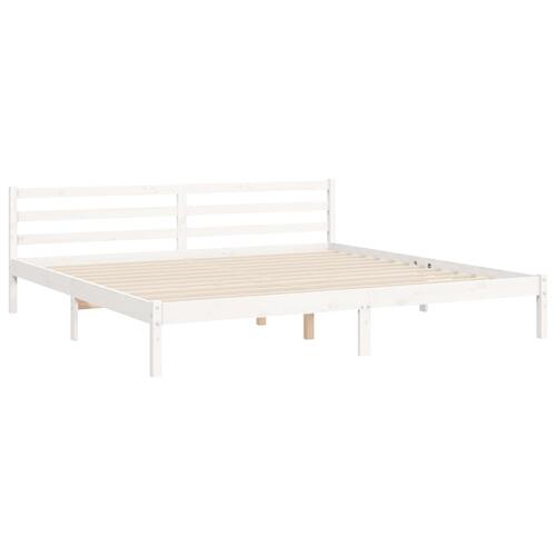 Sengeramme med sengegavl Super King Size massivt træ hvid