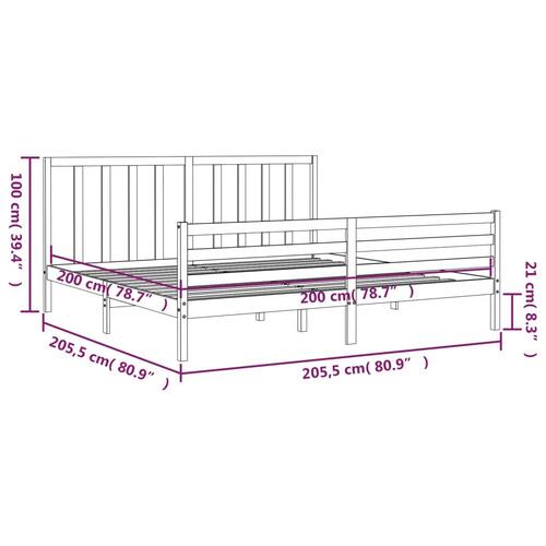 Sengeramme med sengegavl 200x200 cm massivt træ gyldenbrun