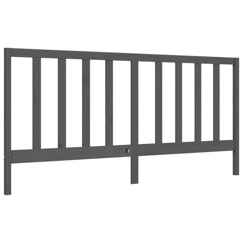 Sengeramme med sengegavl 200x200 cm massivt træ grå