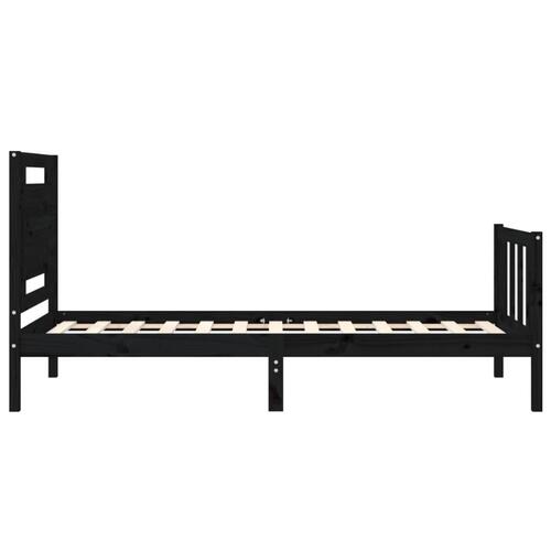 Sengeramme med sengegavl 90x190 cm massivt træ sort
