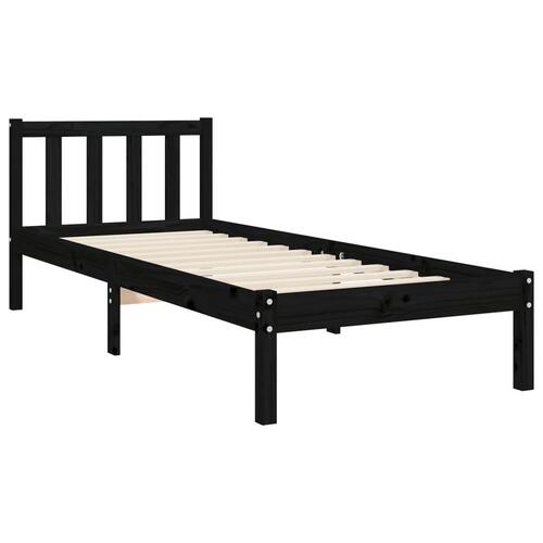 Sengeramme med sengegavl 90x190 cm massivt træ sort